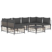 Vidaxl 7 Piece Patio Lounge Set With Cushions Anthracite Poly Rattan