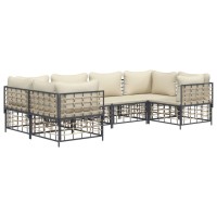 Vidaxl 6 Piece Patio Lounge Set With Cushions Anthracite Poly Rattan