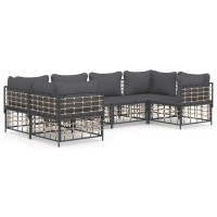 Vidaxl 6 Piece Patio Lounge Set With Cushions Anthracite Poly Rattan