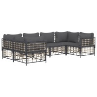 Vidaxl 6 Piece Patio Lounge Set With Cushions Anthracite Poly Rattan