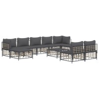 Vidaxl 10 Piece Patio Lounge Set With Cushions Anthracite Poly Rattan