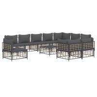 Vidaxl 11 Piece Patio Lounge Set With Cushions Anthracite Poly Rattan