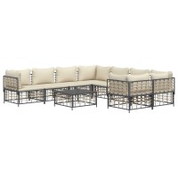 Vidaxl 9 Piece Patio Lounge Set With Cushions Anthracite Poly Rattan