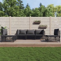 vidaXL 5 Piece Patio Lounge Set with Cushions Anthracite Steel