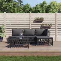 vidaXL 5 Piece Patio Lounge Set with Cushions Anthracite Steel