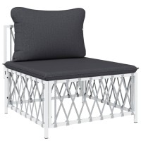 Vidaxl 5 Piece Patio Lounge Set With Cushions White Steel