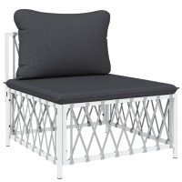 Vidaxl 6 Piece Patio Lounge Set With Cushions White Steel