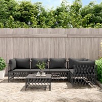 vidaXL 6 Piece Patio Lounge Set with Cushions Anthracite Steel