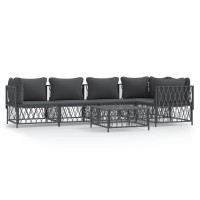 vidaXL 6 Piece Patio Lounge Set with Cushions Anthracite Steel