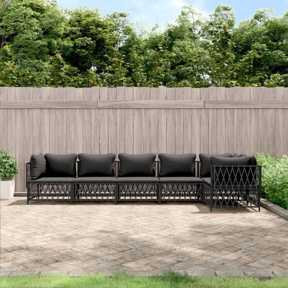 vidaXL 6 Piece Patio Lounge Set with Cushions Anthracite Steel