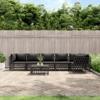 vidaXL 7 Piece Patio Lounge Set with Cushions Anthracite Steel