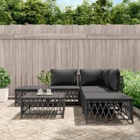 vidaXL 6 Piece Patio Lounge Set with Cushions Anthracite Steel