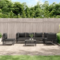 vidaXL 7 Piece Patio Lounge Set with Cushions Anthracite Steel