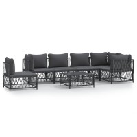 vidaXL 7 Piece Patio Lounge Set with Cushions Anthracite Steel