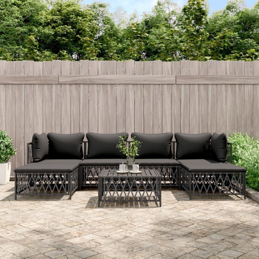 vidaXL 7 Piece Patio Lounge Set with Cushions Anthracite Steel