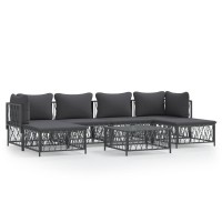 vidaXL 7 Piece Patio Lounge Set with Cushions Anthracite Steel