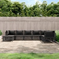 vidaXL 8 Piece Patio Lounge Set with Cushions Anthracite Steel