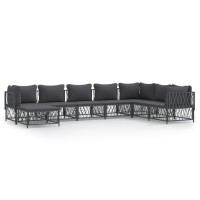 vidaXL 8 Piece Patio Lounge Set with Cushions Anthracite Steel