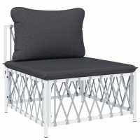 vidaXL 8 Piece Patio Lounge Set with Cushions White Steel