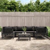 vidaXL 7 Piece Patio Lounge Set with Cushions Anthracite Steel