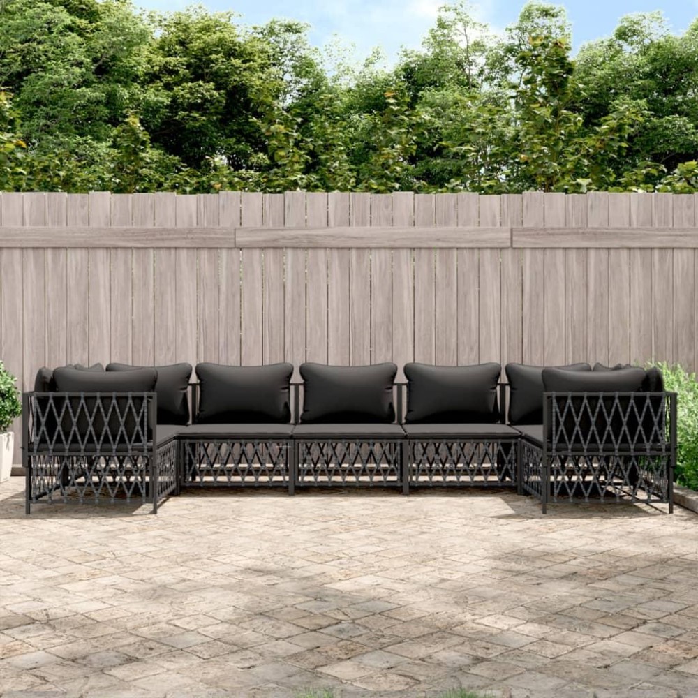 vidaXL 7 Piece Patio Lounge Set with Cushions Anthracite Steel