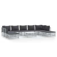 vidaXL 10 Piece Patio Lounge Set with Cushions White Steel