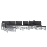 vidaXL 10 Piece Patio Lounge Set with Cushions White Steel