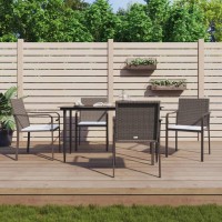 vidaXL 5 Piece Patio Dining Set with Cushions Poly Rattan and Steel