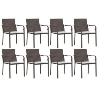 vidaXL 9 Piece Patio Dining Set with Cushions Poly Rattan and Steel