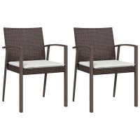 vidaXL 3 Piece Patio Dining Set with Cushions Poly Rattan and Steel