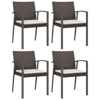 vidaXL 5 Piece Patio Dining Set with Cushions Poly Rattan and Steel