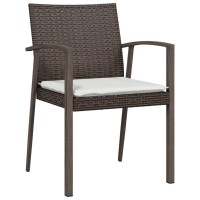 vidaXL 5 Piece Patio Dining Set with Cushions Poly Rattan and Steel