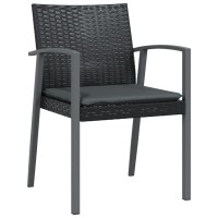 vidaXL 5 Piece Patio Dining Set with Cushions Poly Rattan and Steel