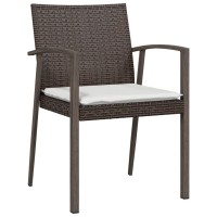 vidaXL 7 Piece Patio Dining Set with Cushions Poly Rattan and Steel