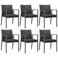 vidaXL 7 Piece Patio Dining Set with Cushions Poly Rattan and Steel