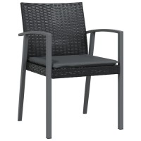 vidaXL 7 Piece Patio Dining Set with Cushions Poly Rattan and Steel