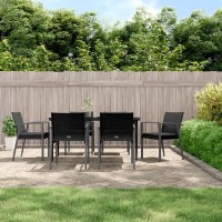 vidaXL 7 Piece Patio Dining Set with Cushions Poly Rattan and Steel