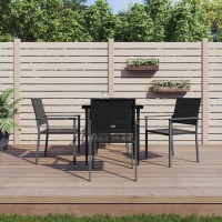 vidaXL 5 Piece Patio Dining Set Poly Rattan and Steel