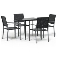 vidaXL 5 Piece Patio Dining Set Poly Rattan and Steel