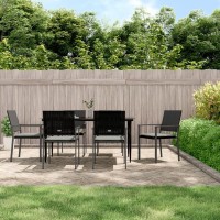 vidaXL 7 Piece Patio Dining Set with Cushions Poly Rattan and Steel