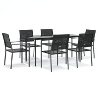 vidaXL 7 Piece Patio Dining Set Poly Rattan and Steel