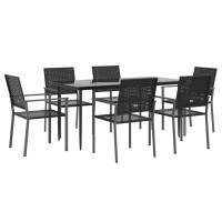 vidaXL 7 Piece Patio Dining Set Poly Rattan and Steel