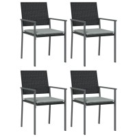 vidaXL 5 Piece Patio Dining Set with Cushions Poly Rattan and Steel