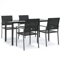 vidaXL 5 Piece Patio Dining Set Poly Rattan and Steel