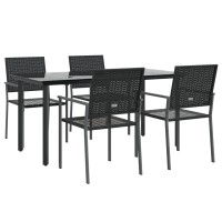 vidaXL 5 Piece Patio Dining Set Poly Rattan and Steel