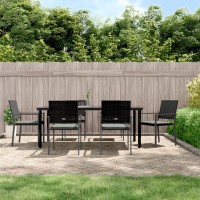 vidaXL 7 Piece Patio Dining Set with Cushions Poly Rattan and Steel