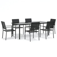 vidaXL 7 Piece Patio Dining Set Poly Rattan and Steel