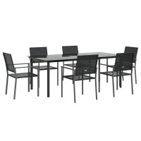 vidaXL 7 Piece Patio Dining Set Poly Rattan and Steel