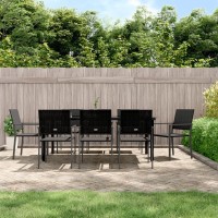 vidaXL 9 Piece Patio Dining Set Poly Rattan and Steel