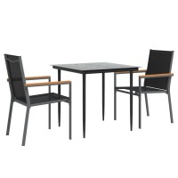 vidaXL 3 Piece Patio Dining Set Black Textilene and Steel